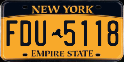 NY license plate FDU5118