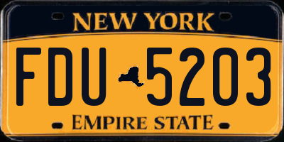 NY license plate FDU5203