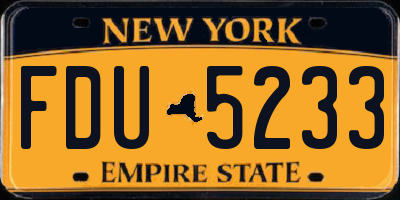 NY license plate FDU5233