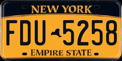 NY license plate FDU5258