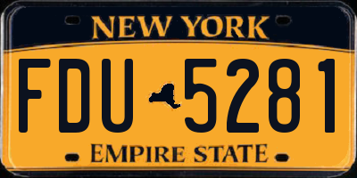 NY license plate FDU5281