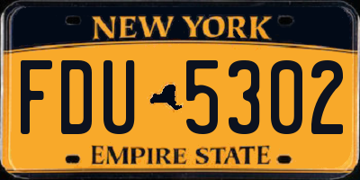 NY license plate FDU5302