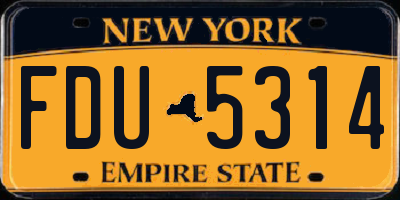 NY license plate FDU5314