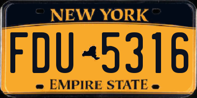 NY license plate FDU5316