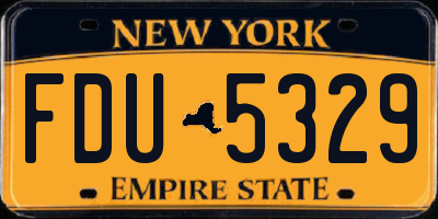 NY license plate FDU5329
