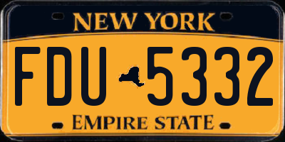 NY license plate FDU5332