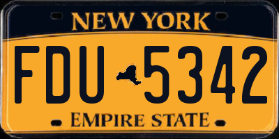 NY license plate FDU5342