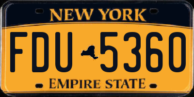 NY license plate FDU5360