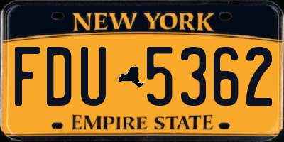 NY license plate FDU5362