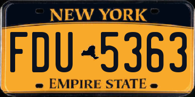NY license plate FDU5363