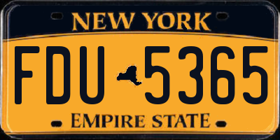 NY license plate FDU5365