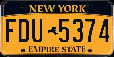 NY license plate FDU5374