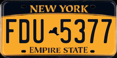 NY license plate FDU5377
