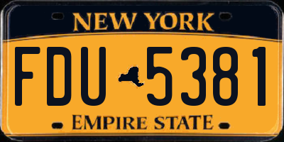 NY license plate FDU5381