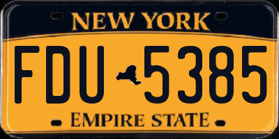 NY license plate FDU5385