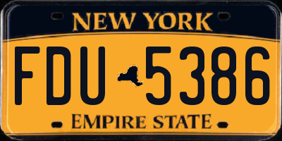 NY license plate FDU5386