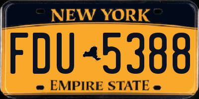 NY license plate FDU5388