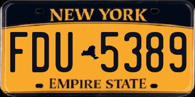 NY license plate FDU5389