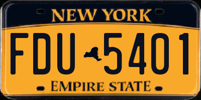 NY license plate FDU5401