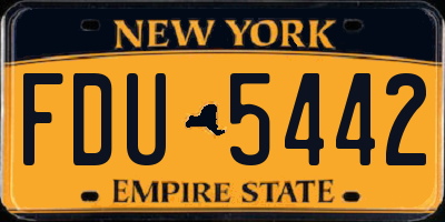 NY license plate FDU5442