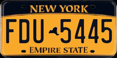 NY license plate FDU5445
