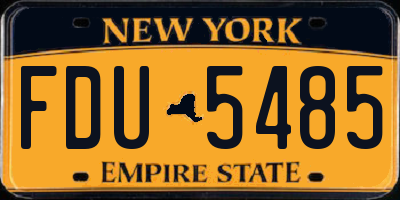 NY license plate FDU5485