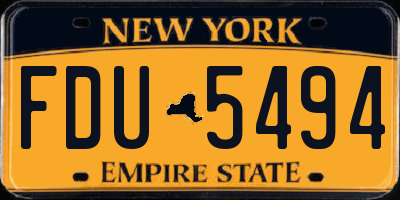 NY license plate FDU5494