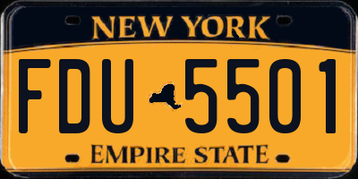 NY license plate FDU5501