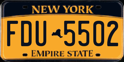 NY license plate FDU5502