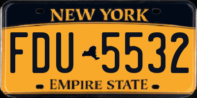 NY license plate FDU5532