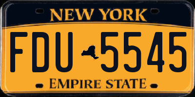 NY license plate FDU5545