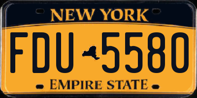 NY license plate FDU5580