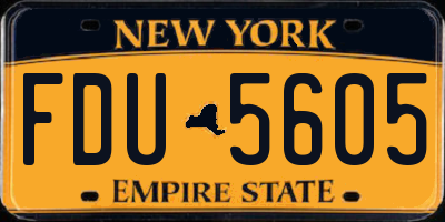 NY license plate FDU5605