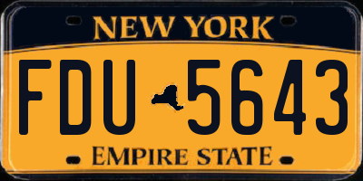 NY license plate FDU5643