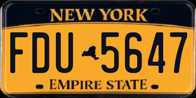 NY license plate FDU5647