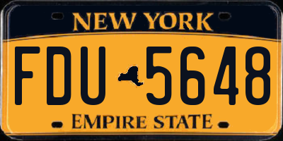NY license plate FDU5648