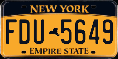 NY license plate FDU5649