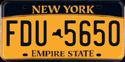NY license plate FDU5650