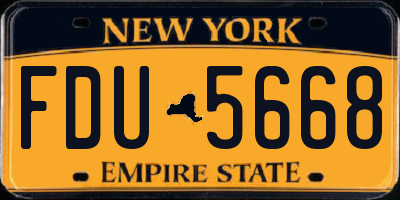 NY license plate FDU5668