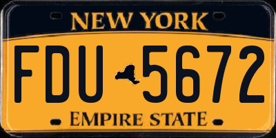 NY license plate FDU5672