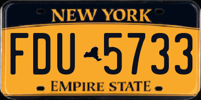 NY license plate FDU5733