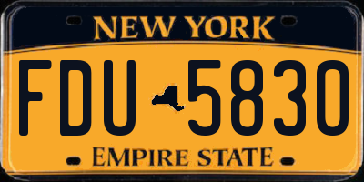 NY license plate FDU5830