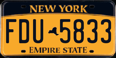 NY license plate FDU5833