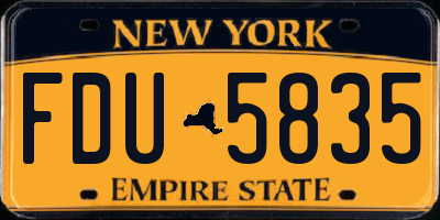 NY license plate FDU5835