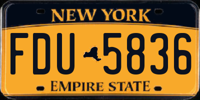NY license plate FDU5836
