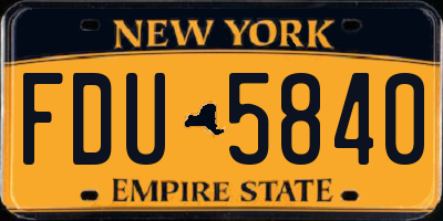 NY license plate FDU5840
