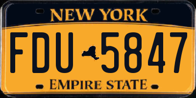 NY license plate FDU5847