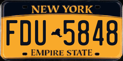 NY license plate FDU5848