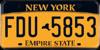 NY license plate FDU5853