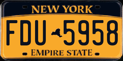 NY license plate FDU5958